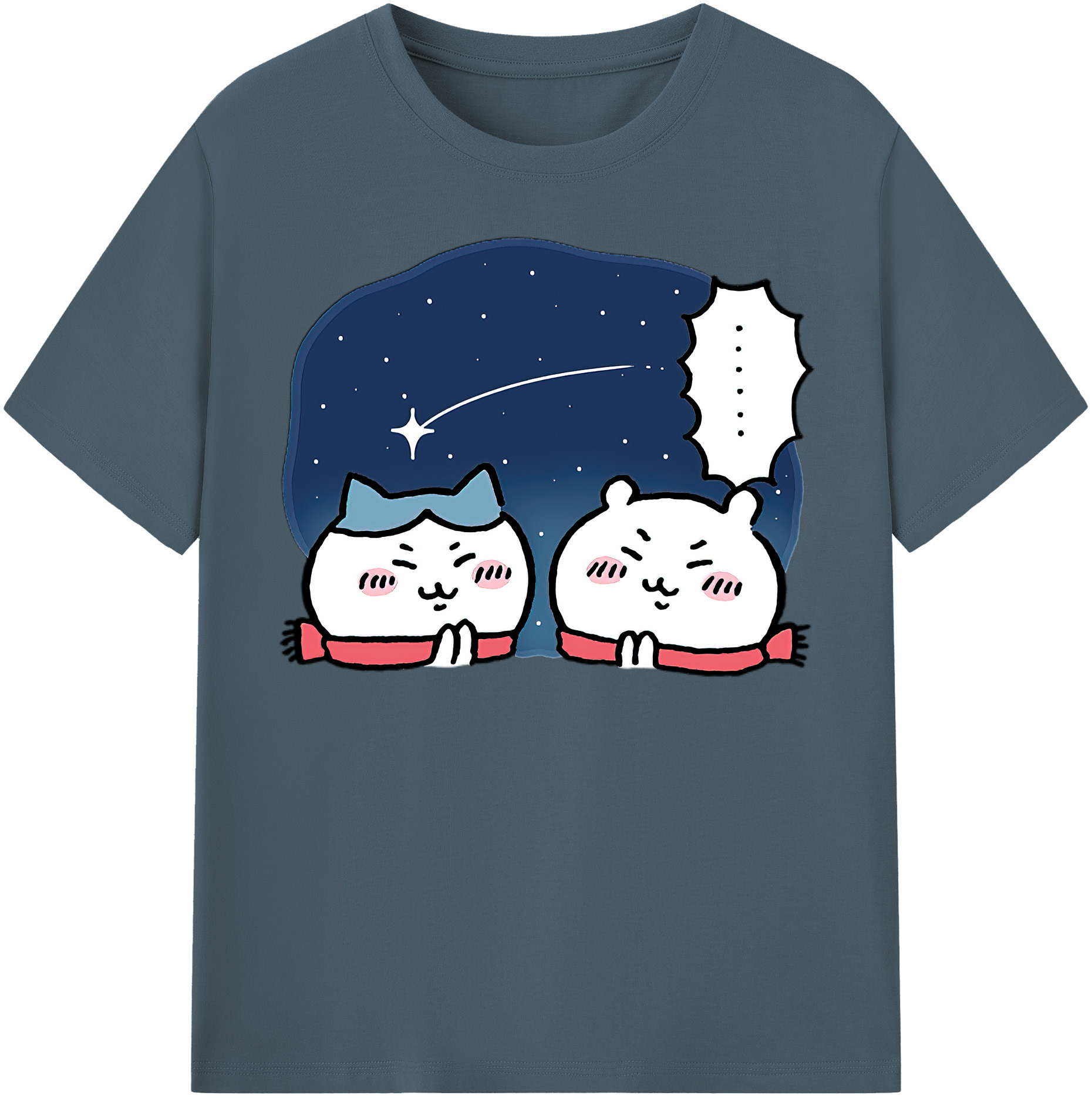 （画像用） ちいかわ ハチワレ Chii-kawa hachiware 綿100％半袖Tシャツ（フロントプリント）